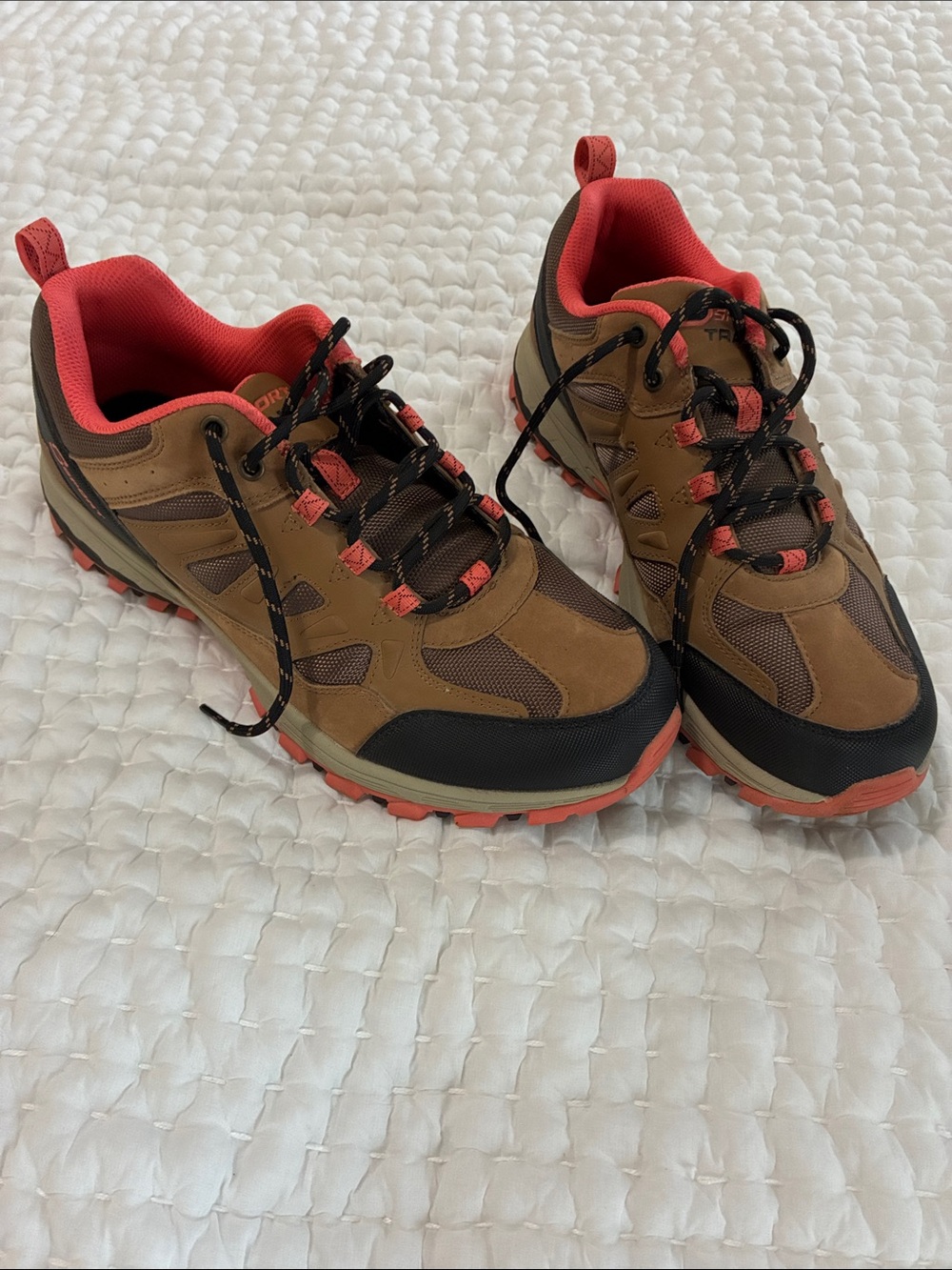 Skechers Brown and Coral Trail Sneakers